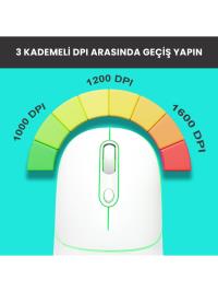 Lenovo Lecoo WS210 Bluetooth & 2.4G WiFi Kablosuz Şarjlı MOUSE BEYAZ